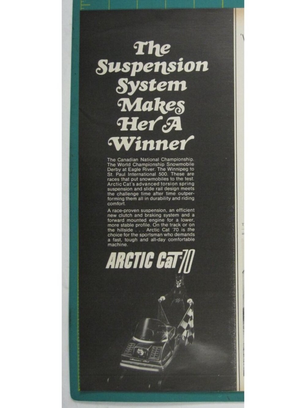 Print Ad Arctic Cat 70 Snowmobile Suspension System Vintage 1960s AD